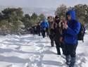 Senderistas de Tobarra desafían la nieve y el viento en una ruta invernal por la Sierra de Albacete