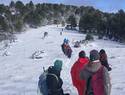 Senderistas de Tobarra desafían la nieve y el viento en una ruta invernal por la Sierra de Albacete