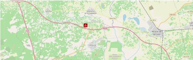 Cinco personas heridas, tres de ellas menores, en una colisión frontal entre dos turismos en la autovía CM-42 a su paso por Herencia