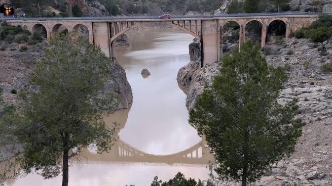 El embalse de La Fuensanta alcanza el 35% de su capacidad tras una crecida de 38 hm³ en solo diez días