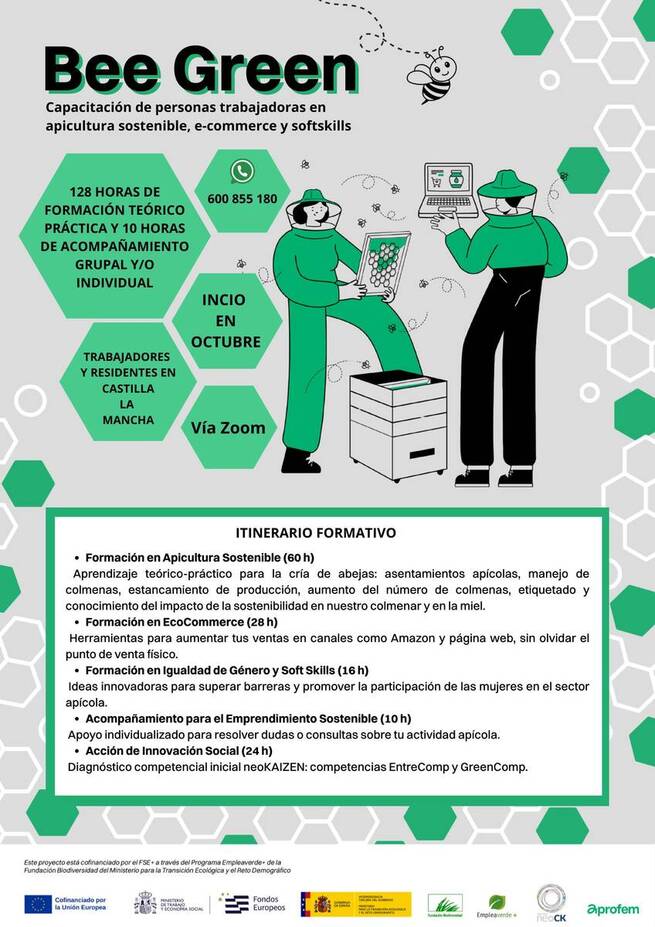 Programa Bee Green II edición: Formación en Apicultura sostenible para personas trabajadoras