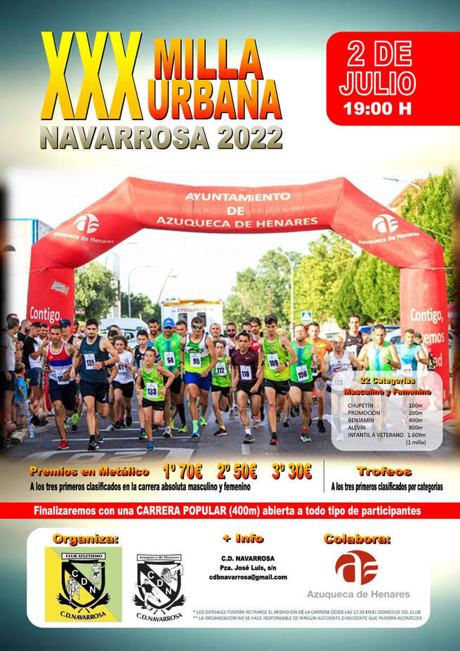 La XXX Milla Urbana Navarrosa se corre este sábado en Azuqueca