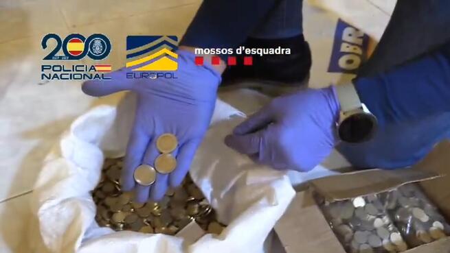 Desmantelado en Toledo el mayor taller de fabricación de monedas falsas de 2 euros de España y Europa