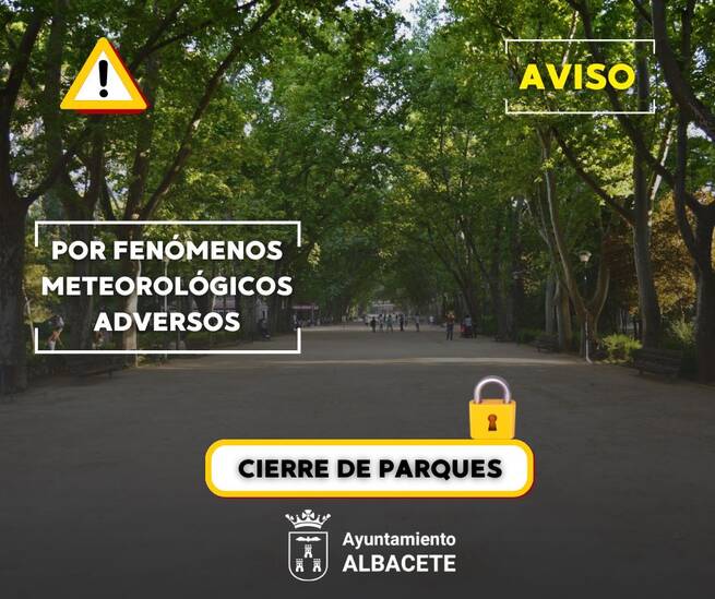 Albacete cierra sus parques por alerta amarilla y modifica actividades feriales por riesgo de tormentas