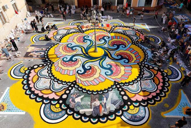Las alfombras efímeras de Elche de la Sierra avanzan hacia el reconocimiento global de la UNESCO