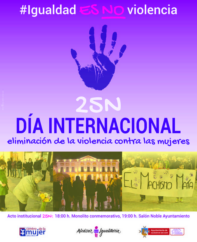 Los actos del 25-N en Alcázar, Día Internacional de  la violencia contra las mujeres, comenzarán en el monolito a las víctimas en la Castelar y seguirán en el acto institucional del ayuntamiento