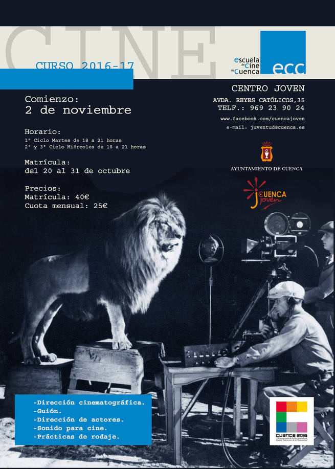 Mañana jueves se abre el plazo de inscripción a la Escuela de Cine de Cuenca para el curso 2016-2017