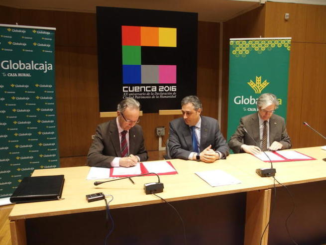Imagen: La Fundación de Cultura Ciudad de Cuenca y Globalcaja firman un convenio para el desarrollo, mediante mecenazgo, de las actividades relacionadas con el XX Aniversario