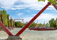 Comienza a levantarse la estructura de la nueva cubierta del Parque de Ferias de Marchamalo